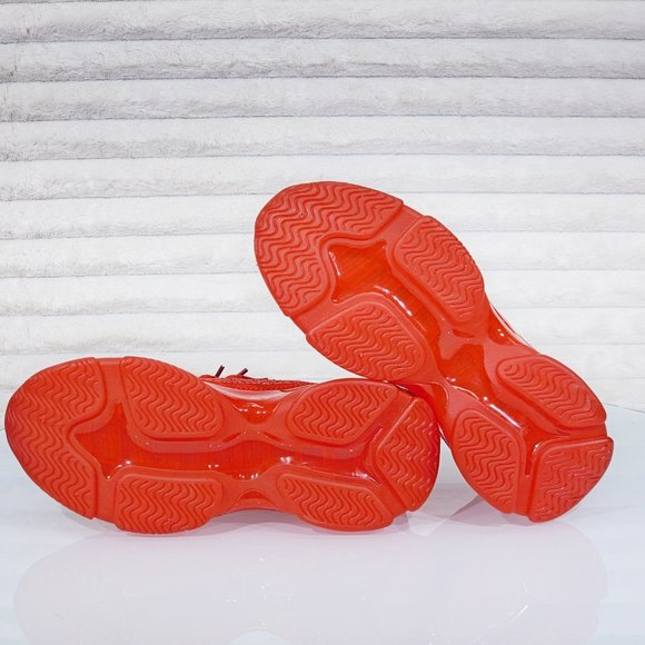 Comfy Cush Red Jelly Sole Slip On Pull Tie Running Tennis Shoes Sneakers - Picture 12 of 13